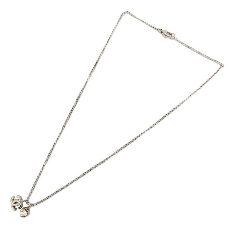 Chanel Coco Mark Heart 07P Rhinestone Necklace
