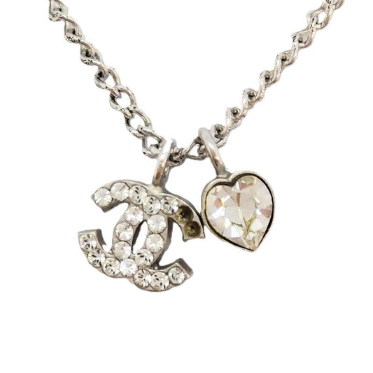 Chanel Coco Mark Heart 07P Rhinestone Necklace