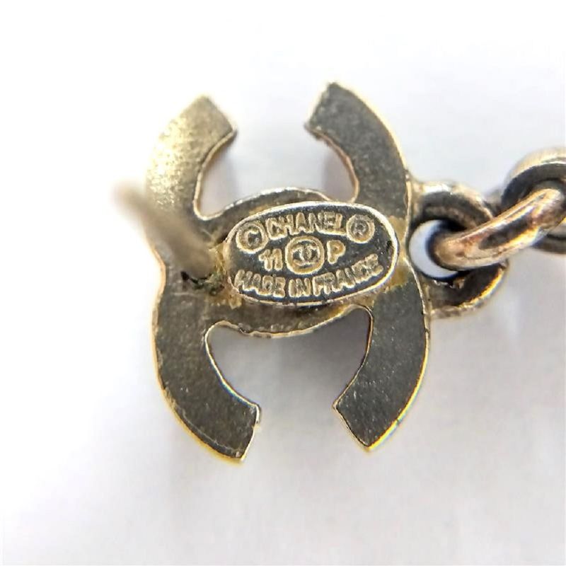 Chanel Coco Mark Camellia Earrings Faux Pearl G Gold Hardware