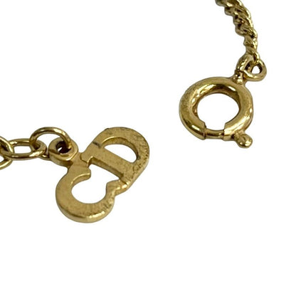 Christian Dior CD Logo Motif Chain Necklace Pendant Accessory Gold 125-6