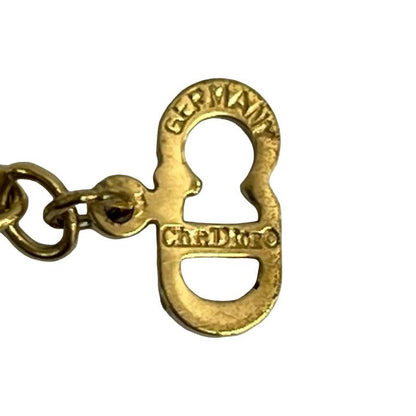 Christian Dior CD Logo Motif Chain Necklace Pendant Accessory Gold 125-6