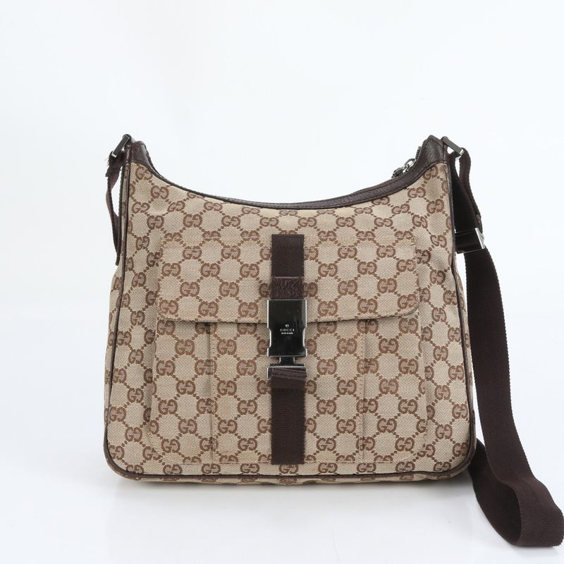 Gucci GG Canvas Leather Shoulder Bag Crossbody Messenger Business Commuter