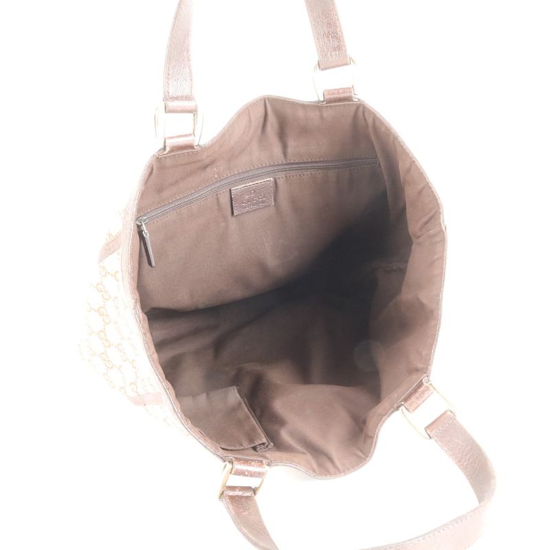 Gucci GG Canvas Abby Leather Tote Bag Shoulder Brown Gold Hardware 130739