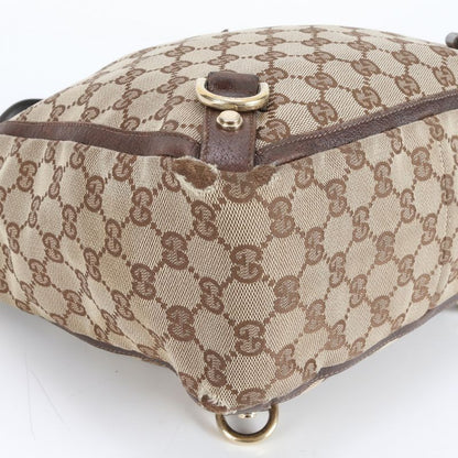 Gucci GG Canvas Abby Leather Tote Bag Shoulder Brown Gold Hardware 130739