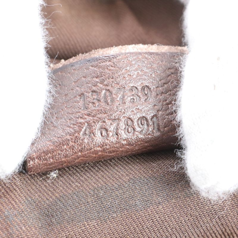 Gucci GG Canvas Abby Leather Tote Bag Shoulder Brown Gold Hardware 130739