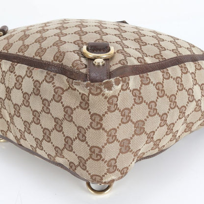 Gucci GG Canvas Abby Leather Tote Bag Shoulder Brown Gold Hardware 130739