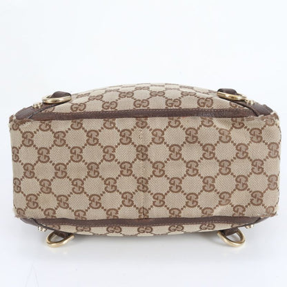 Gucci GG Canvas Abby Leather Tote Bag Shoulder Brown Gold Hardware 130739
