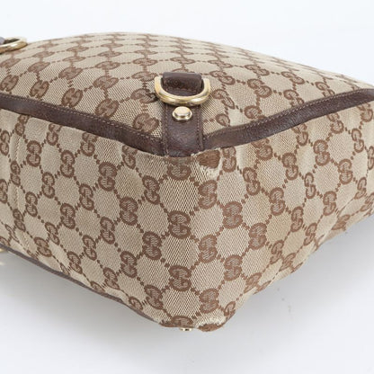 Gucci GG Canvas Abby Leather Tote Bag Shoulder Brown Gold Hardware 130739