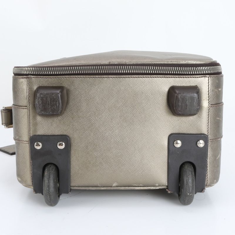 Prada Saffiano Leather Triangle Logo Suitcase Carry Case Bag Business Trip