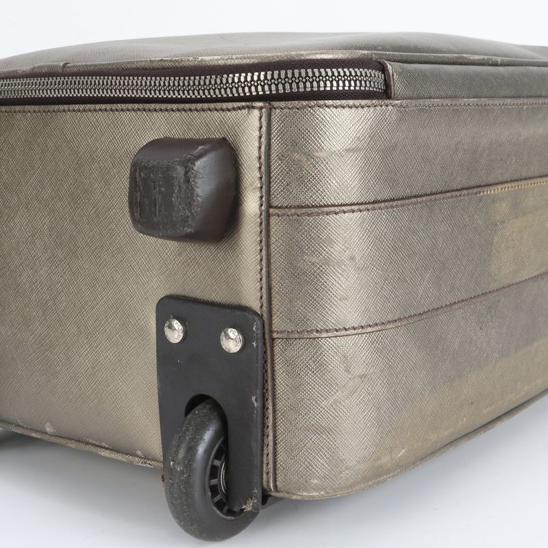 Prada Saffiano Leather Triangle Logo Suitcase Carry Case Bag Business Trip