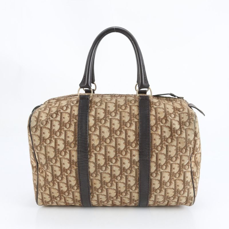 Christian Dior Trotter Leather Handbag Mini Boston Tote Brown Women's ECE Cx40-6