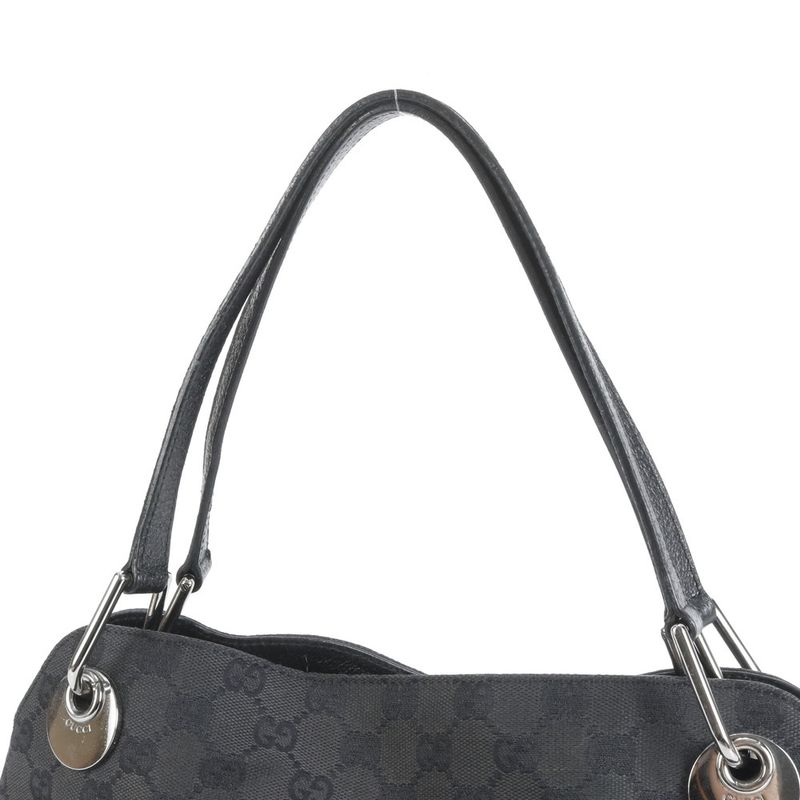 Gucci GG Canvas Eclipse Leather Tote Bag Shoulder Black 121023 Women's EUE