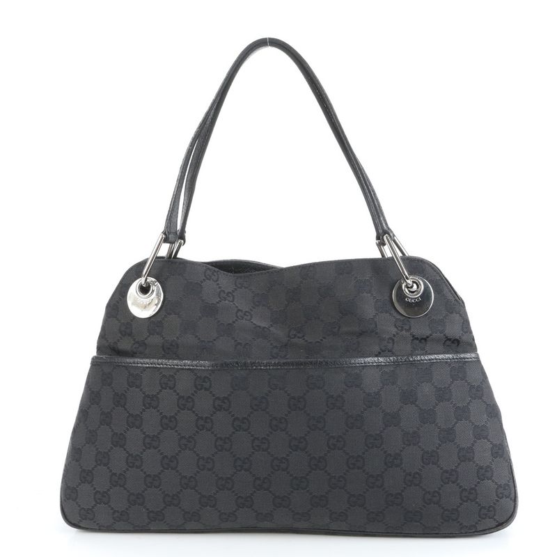 Gucci GG Canvas Eclipse Leather Tote Bag Shoulder Black 121023 Women's EUE