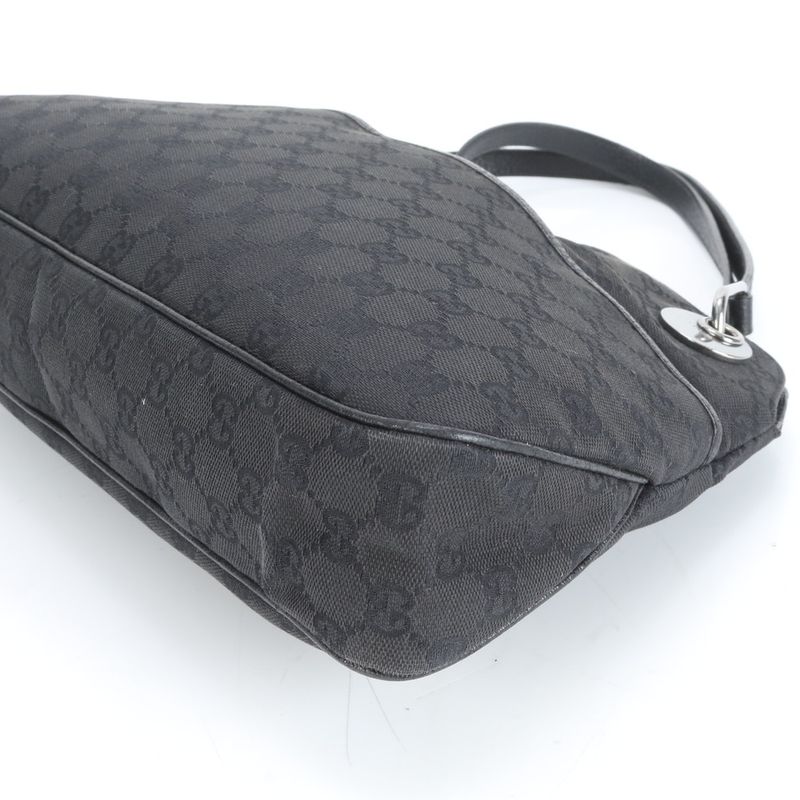 Gucci GG Canvas Eclipse Leather Tote Bag Shoulder Black 121023 Women's EUE