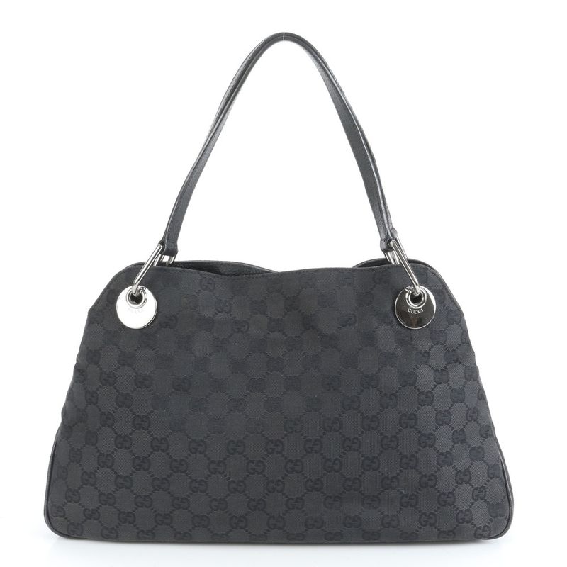 Gucci GG Canvas Eclipse Leather Tote Bag Shoulder Black 121023 Women's EUE