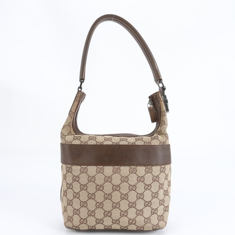 Gucci GG Canvas Leather Shoulder Bag Shoulder One Shoulder Brown 001-4299