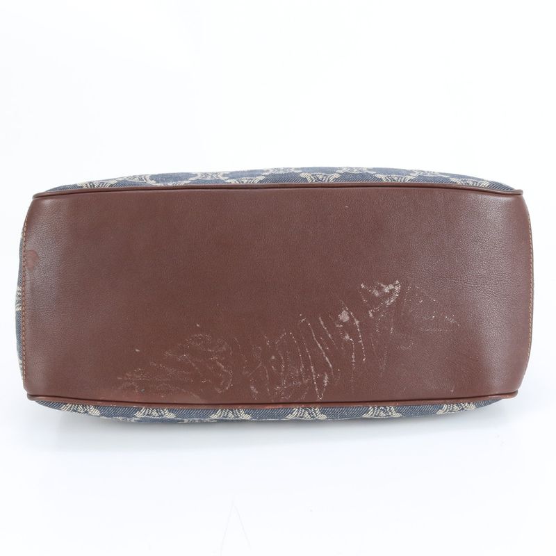 Celine Paris Macadam Boogie Bag Denim Leather Hand Tote Brown Gold Hardware