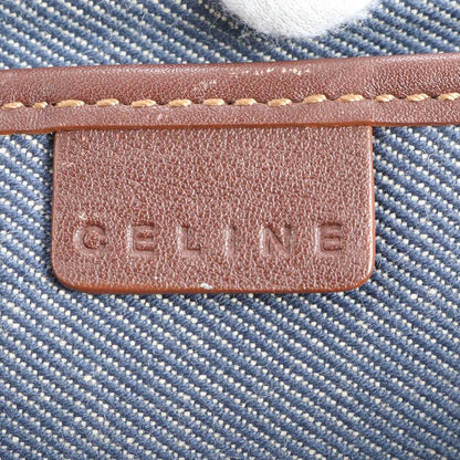 Celine Paris Macadam Boogie Bag Denim Leather Hand Tote Brown Gold Hardware