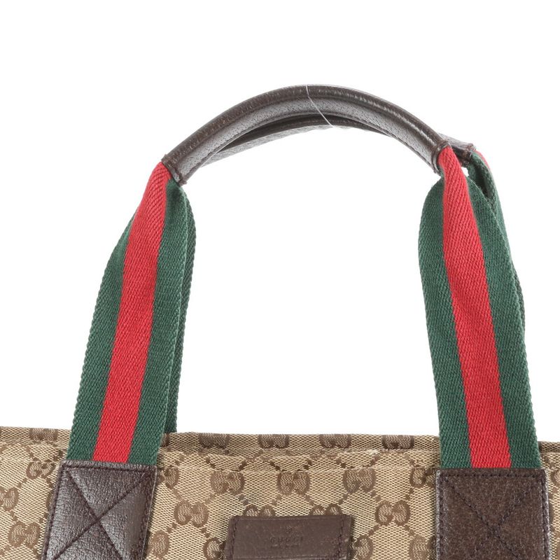 Gucci GG Canvas Sherry Line 131233 Leather Tote Bag Shoulder Business Commuter