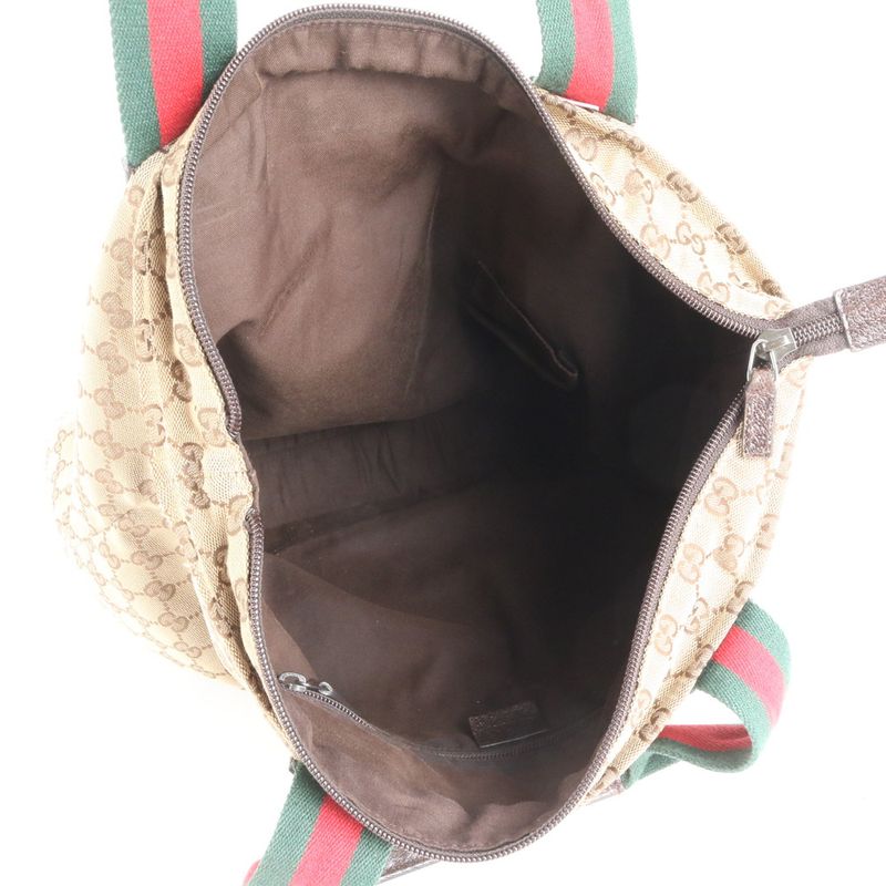 Gucci GG Canvas Sherry Line 131233 Leather Tote Bag Shoulder Business Commuter