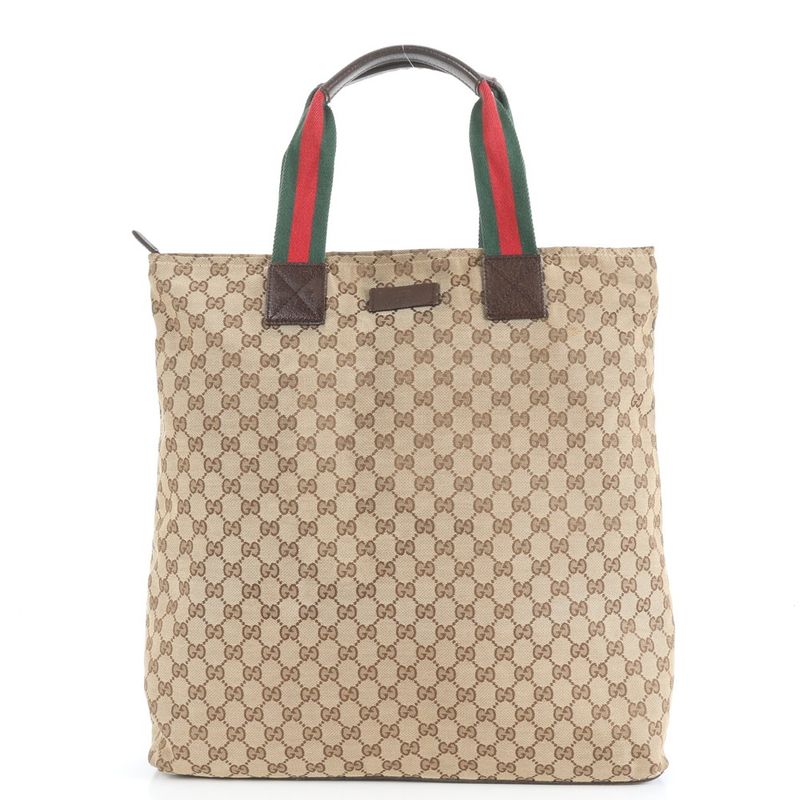 Gucci GG Canvas Sherry Line 131233 Leather Tote Bag Shoulder Business Commuter
