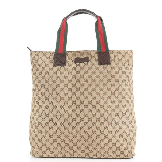 Gucci GG Canvas Sherry Line 131233 Leather Tote Bag Shoulder Business Commuter