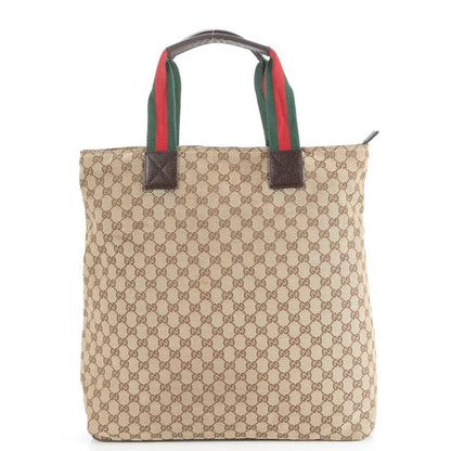 Gucci GG Canvas Sherry Line 131233 Leather Tote Bag Shoulder Business Commuter
