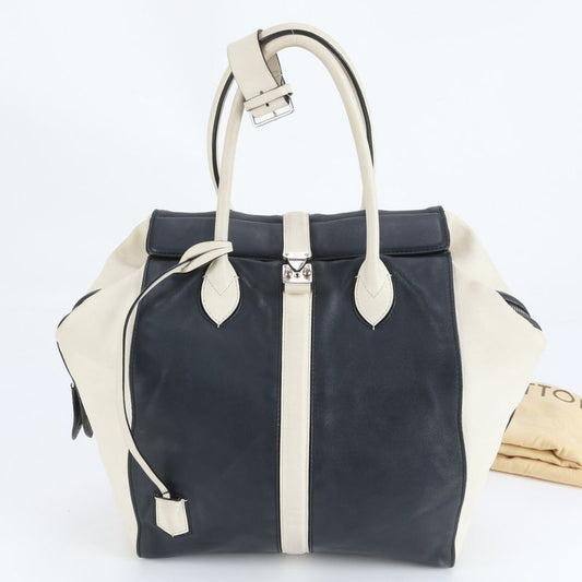 Louis Vuitton North South M94189 Leather Tote Bag Hand Navy Silver Hardware