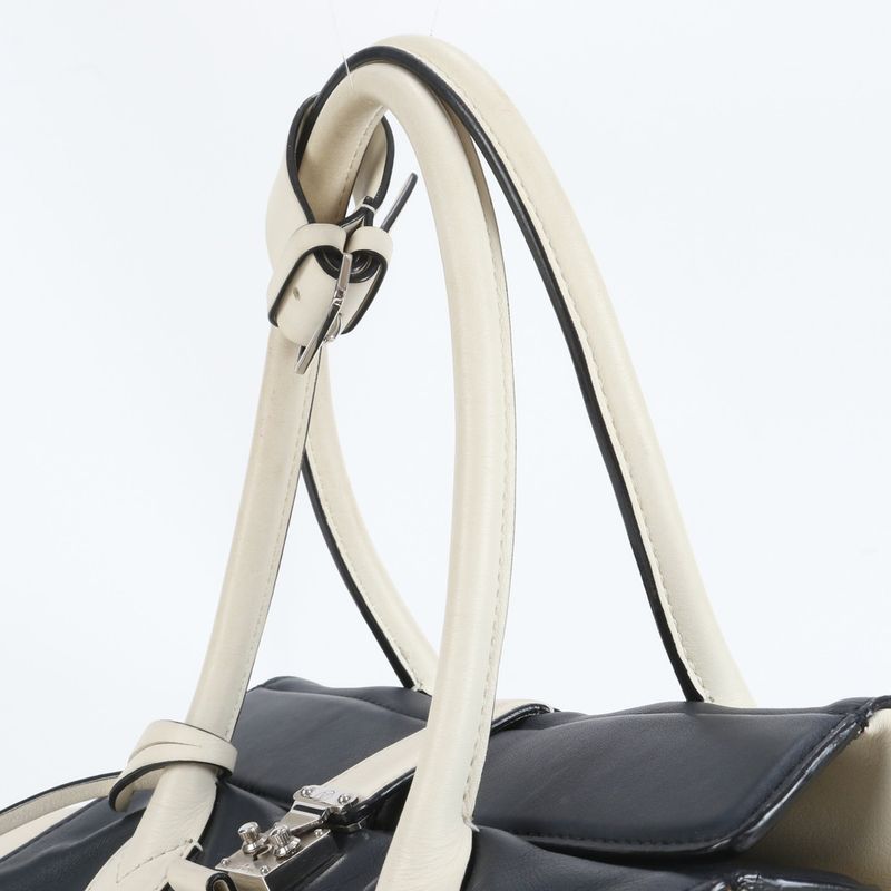 Louis Vuitton North South M94189 Leather Tote Bag Hand Navy Silver Hardware