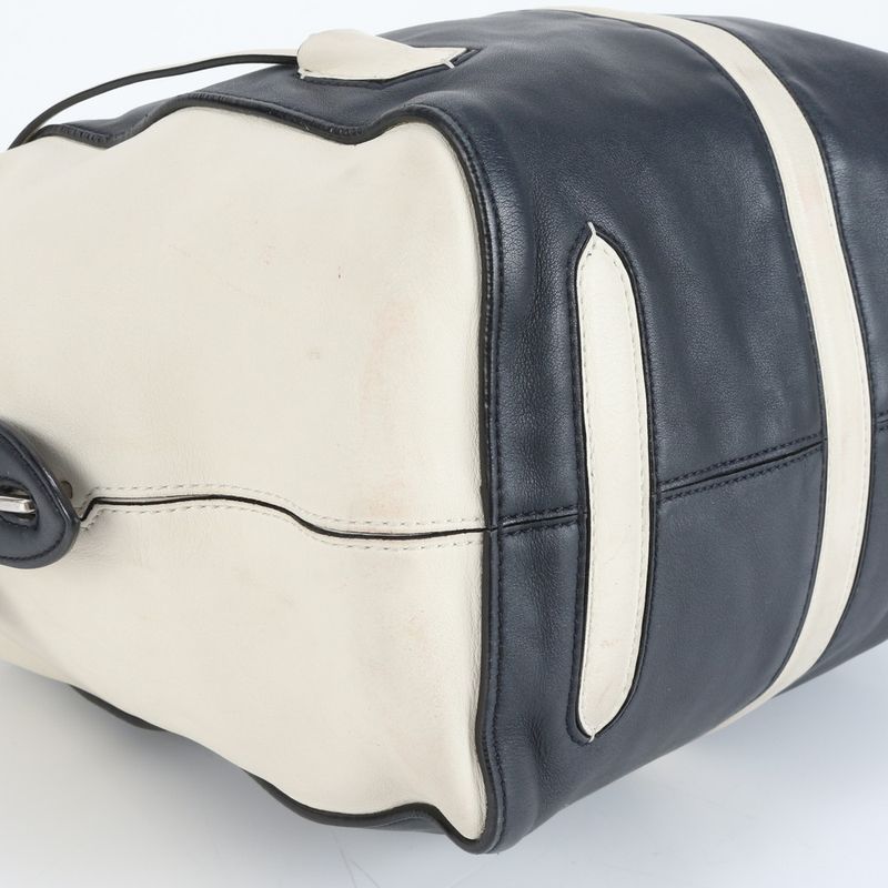 Louis Vuitton North South M94189 Leather Tote Bag Hand Navy Silver Hardware