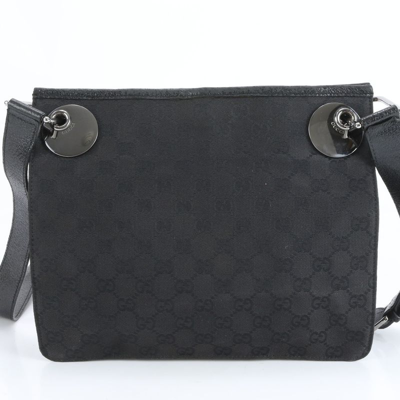 Gucci GG Canvas Leather Shoulder Bag Crossbody Messenger Business Black 120841