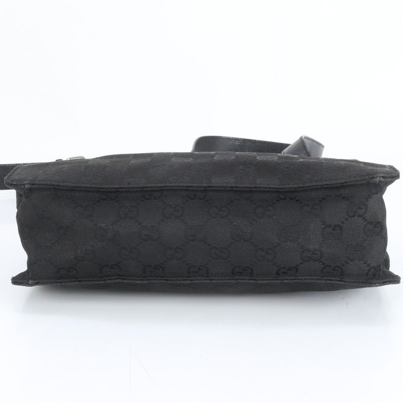 Gucci GG Canvas Leather Shoulder Bag Crossbody Messenger Business Black 120841