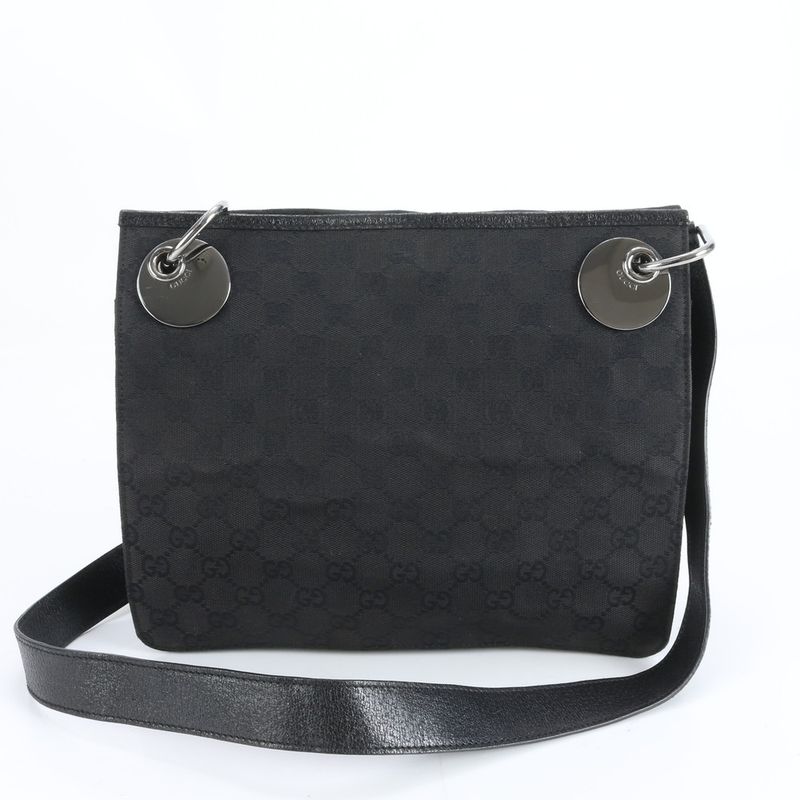 Gucci GG Canvas Leather Shoulder Bag Crossbody Messenger Business Black 120841