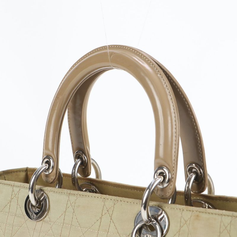 Christian Dior Canage Lady Dior Leather Tote Bag Hand Silver Hardware Women's