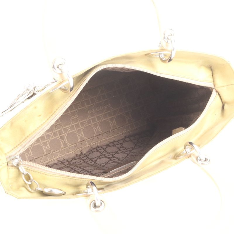 Christian Dior Canage Lady Dior Leather Tote Bag Hand Silver Hardware Women's