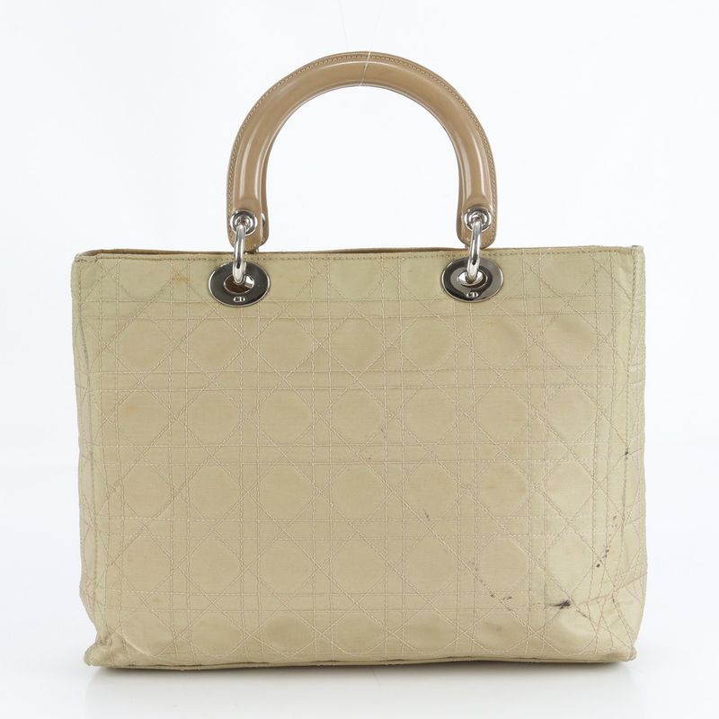 Christian Dior Canage Lady Dior Leather Tote Bag Hand Silver Hardware Women's