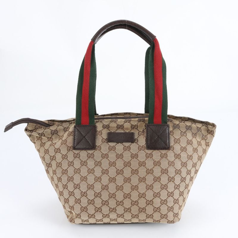 Gucci GG Canvas Sherry Line Leather Tote Bag Shoulder Hand 131230 Women ECE