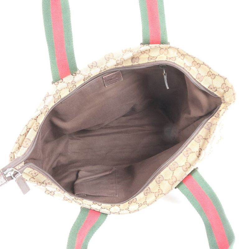 Gucci GG Canvas Sherry Line Leather Tote Bag Shoulder Hand 131230 Women ECE