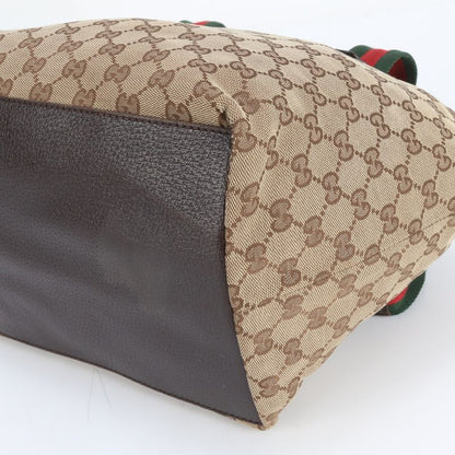 Gucci GG Canvas Sherry Line Leather Tote Bag Shoulder Hand 131230 Women ECE