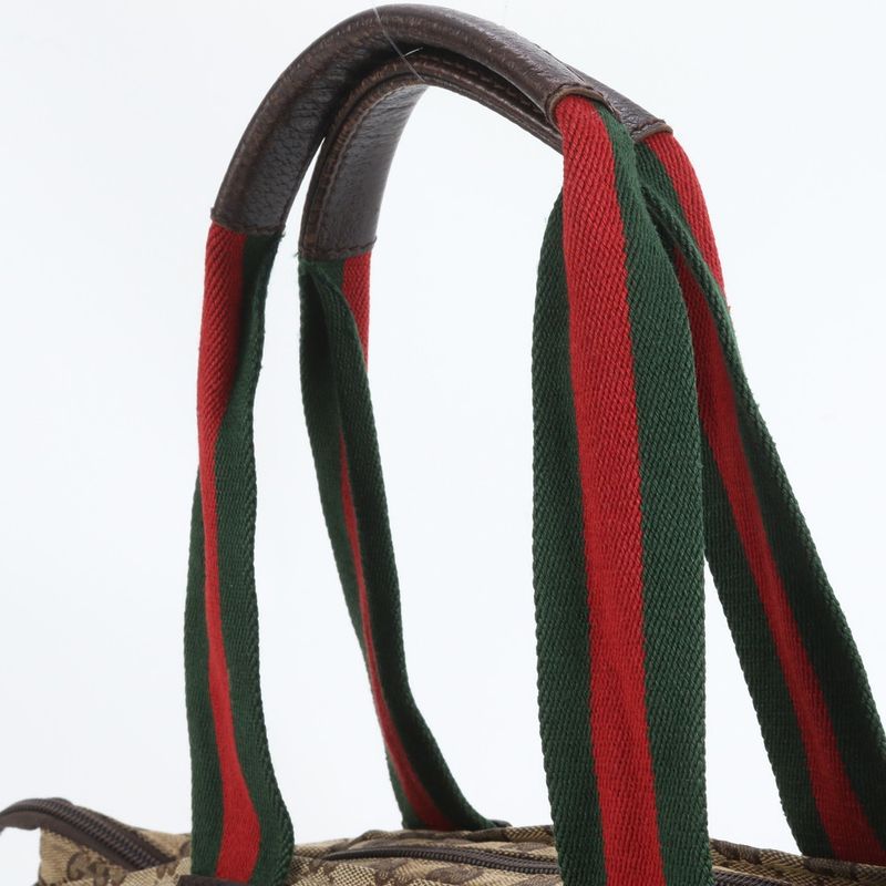 Gucci GG Canvas Sherry Line Leather Tote Bag Shoulder Hand 131230 Women ECE