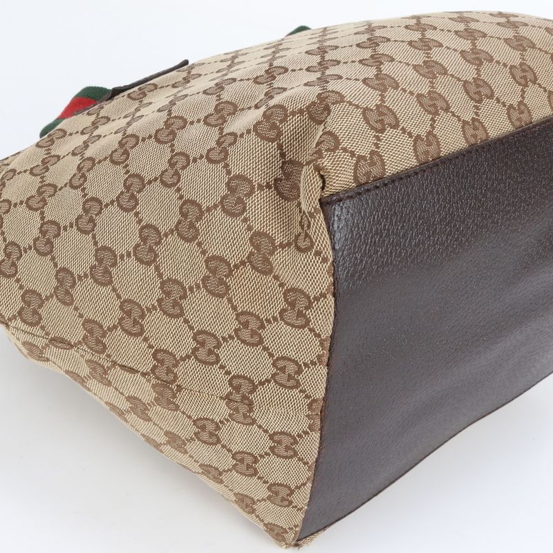 Gucci GG Canvas Sherry Line Leather Tote Bag Shoulder Hand 131230 Women ECE