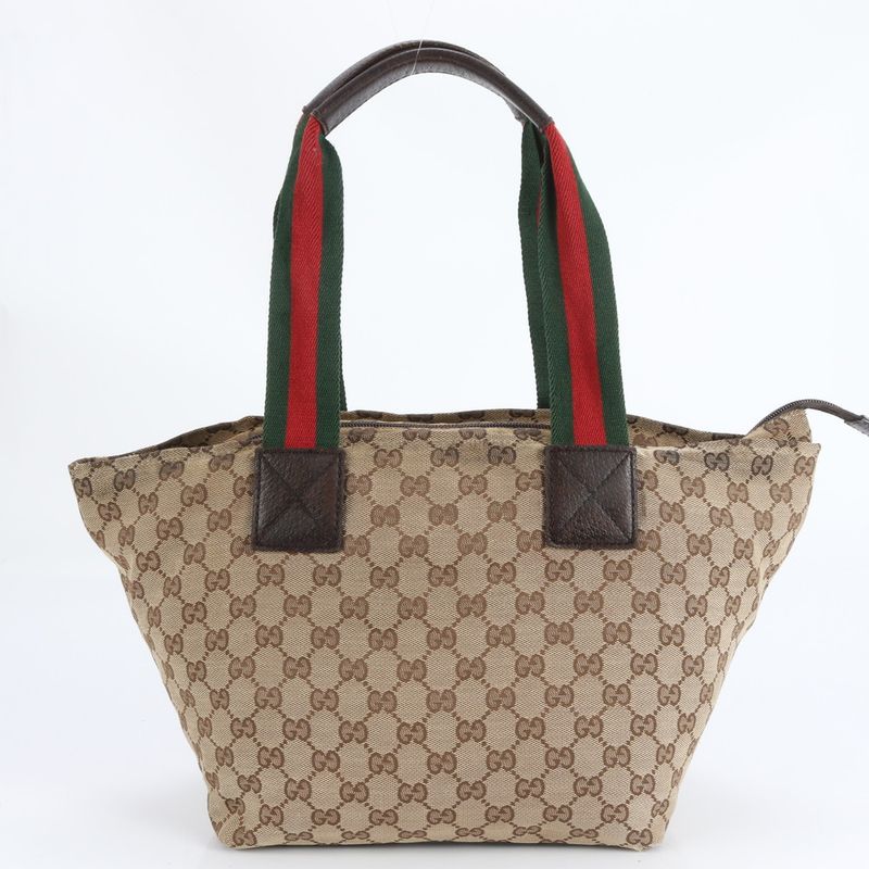 Gucci GG Canvas Sherry Line Leather Tote Bag Shoulder Hand 131230 Women ECE
