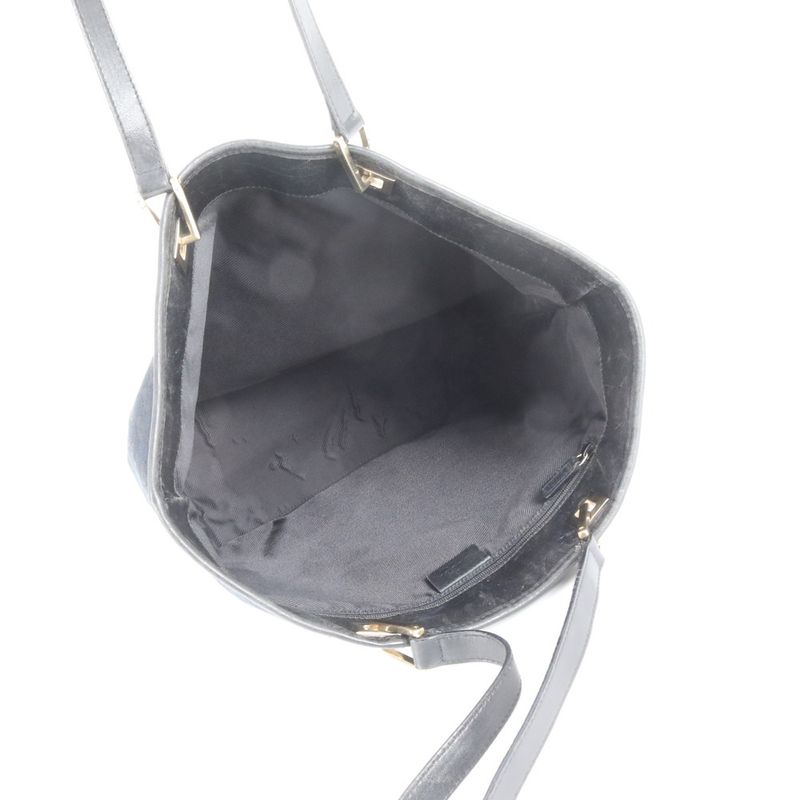 Gucci GG Canvas Leather Tote Bag Shoulder Black Gold Hardware 002-1098 A4 Women