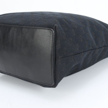 Gucci GG Canvas Leather Tote Bag Shoulder Black Gold Hardware 002-1098 A4 Women