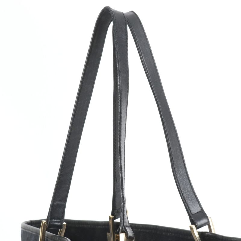 Gucci GG Canvas Leather Tote Bag Shoulder Black Gold Hardware 002-1098 A4 Women