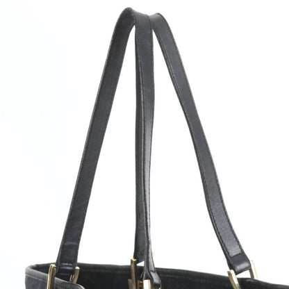 Gucci GG Canvas Leather Tote Bag Shoulder Black Gold Hardware 002-1098 A4 Women