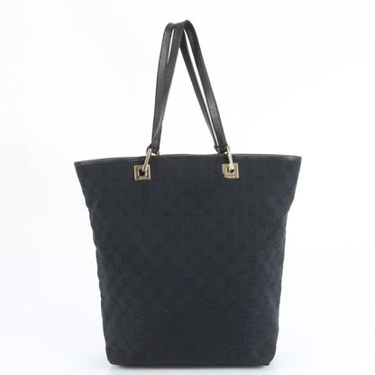 Gucci GG Canvas Leather Tote Bag Shoulder Black Gold Hardware 002-1098 A4 Women