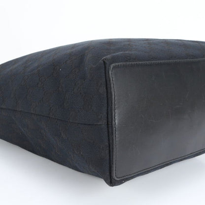 Gucci GG Canvas Leather Tote Bag Shoulder Black Gold Hardware 002-1098 A4 Women