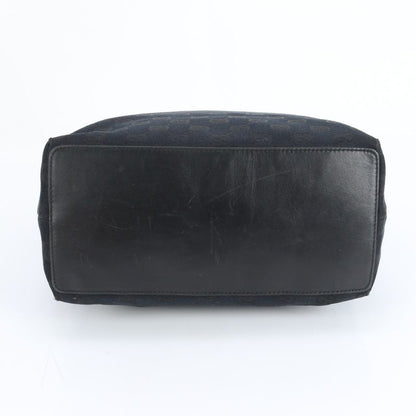 Gucci GG Canvas Leather Tote Bag Shoulder Black Gold Hardware 002-1098 A4 Women