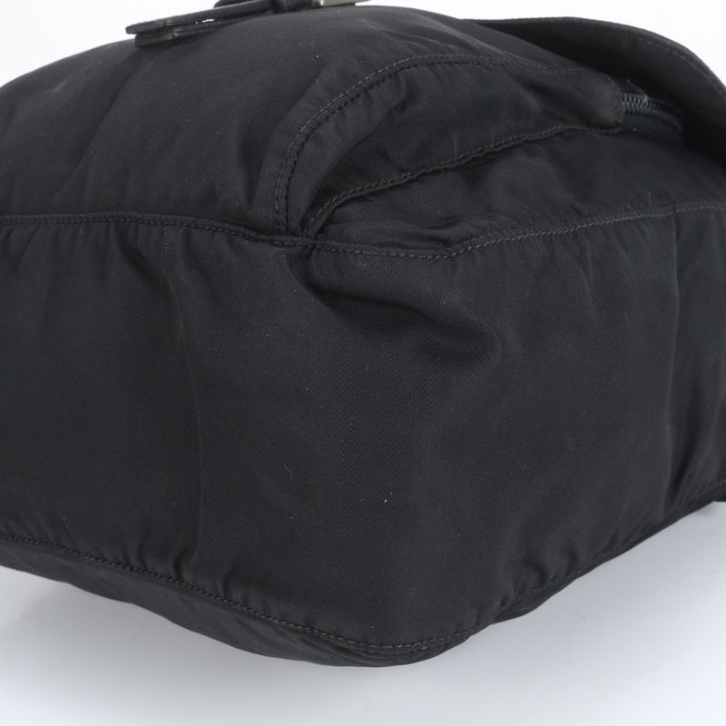 Prada Authenticity With Card Tessuto Nylon Triangle Logo B8994 Leather Shoulder